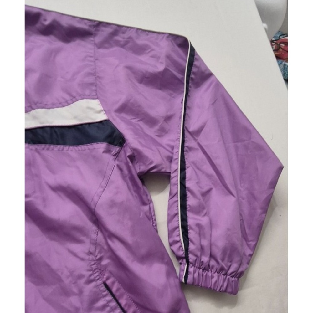 Wilson womens light purple full zip pocket windbreaker jacket LG hooded 90s - Picture 5 of 15